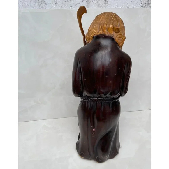 Wooden Hand Carved Monk Table Lamp Aldo Tura for Macabo Italy Midcentury 1950s - Picture 11 of 16